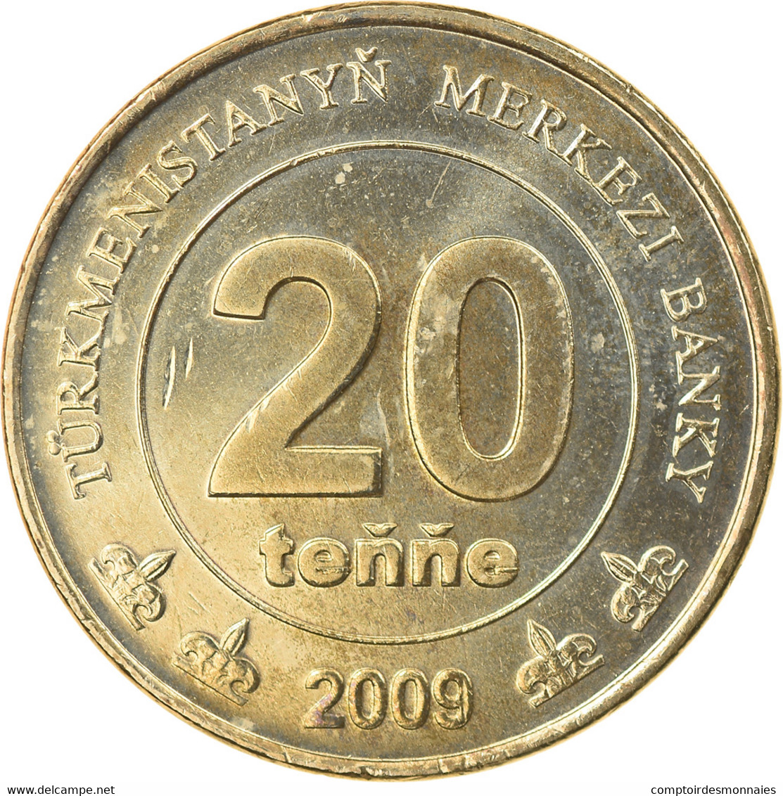 Monnaie, Turkmanistan, 20 Tenge, 2009, TTB, Laiton, KM:99 - Turkmenistan