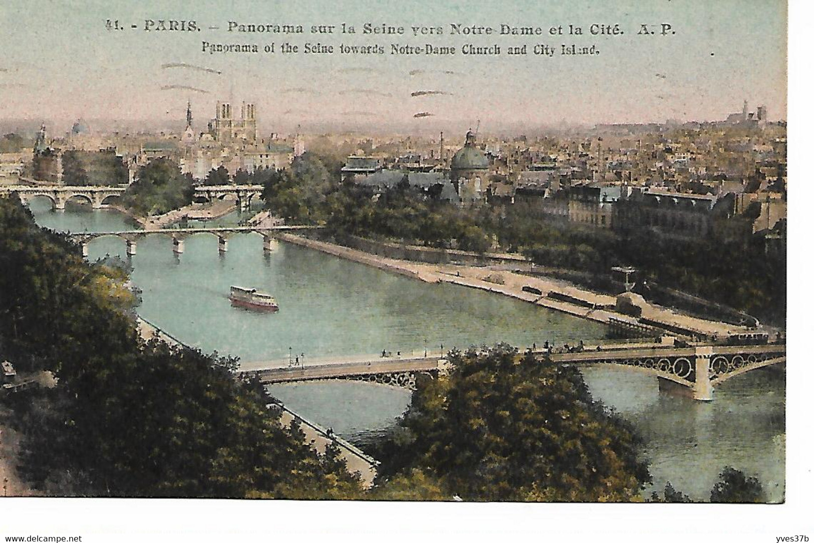 PARIS - Panorama Sur La Seine Vers Notre-Dame Et La Cité - The River Seine And Its Banks