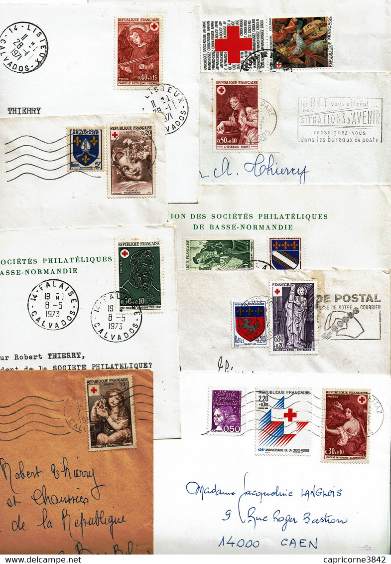 9 Enveloppes Affranchies Avec Timbres Croix Rouge - Red Cross