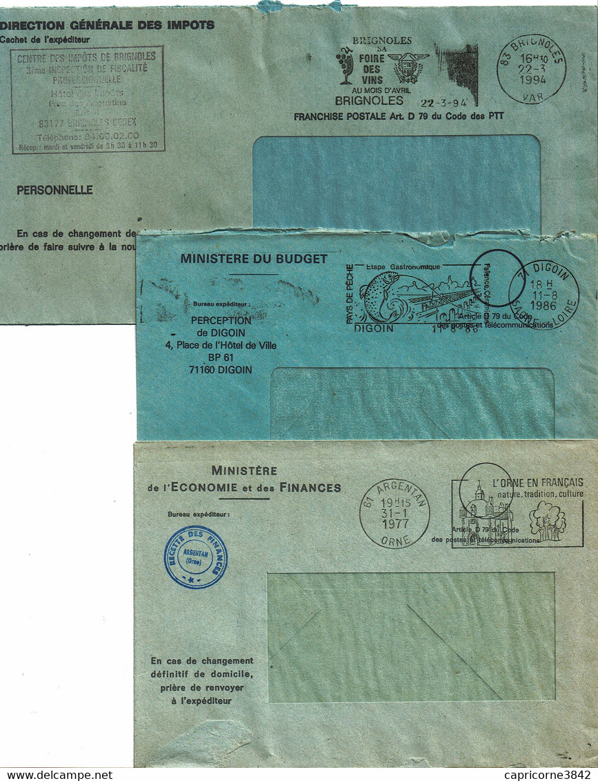 3 Enveloppes Ministère Du Budget - Franchise Postale - Civil Frank Covers