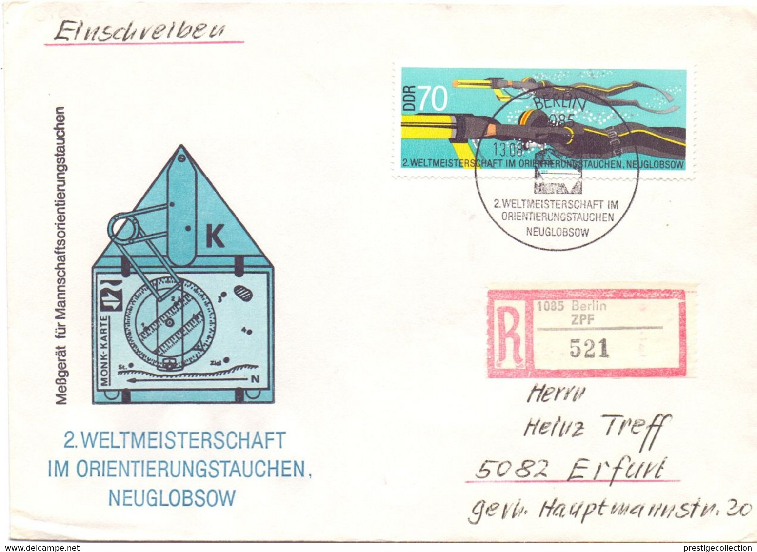 2 WELTMEISTERSCHAFT IM ORIENTIERUNGSTAUCHEN NEUGLOBSOW BERLIN  FANTASTIC  REGISTRED MAIL  (NOV200164) - Tauchen