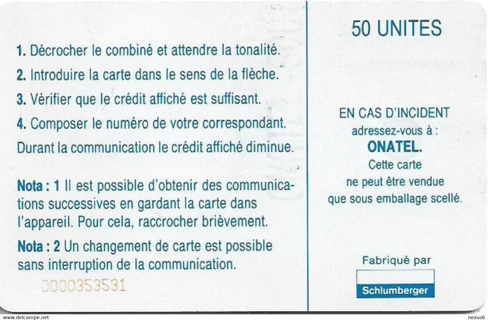 Burkina Faso - Onatel - Logo White, SC7 ISO, Cn. Red 10 Digits At Left, Matt Finish, 1994, 50Units, Used - Burkina Faso