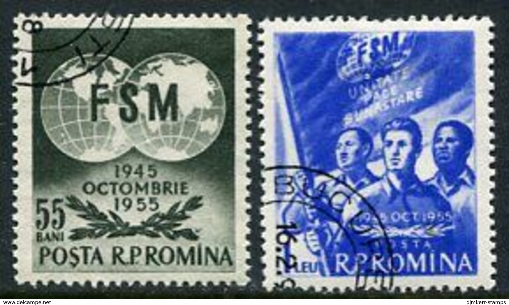 ROMANIA 1955 World Trades Unions Used.  Michel 1537-38 - Usati