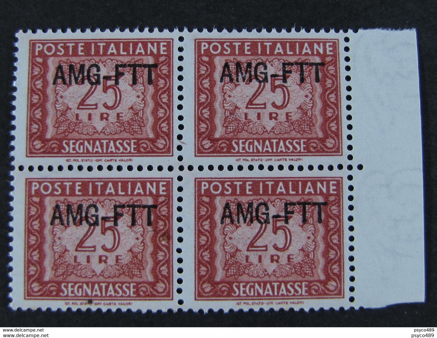 ITALIA Trieste AMG-FTT Segnatasse -1949-54- "Cifra" £. 25 Quartina MNH** (descrizione) - Paketmarken/Konzessionen