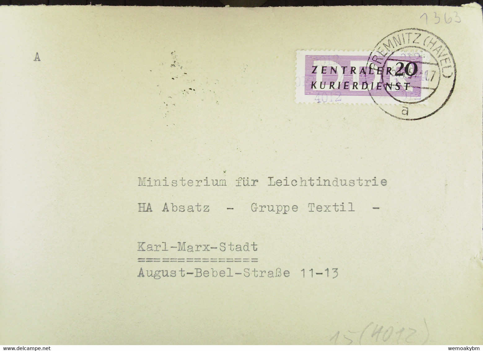 DDR-Dienst: Fern-Brief Mit 20 Pf ZKD-Streifen Aus Premnitz (Havel) V. 5.11.57 An Ministerium F Leichtind. Knr: 15 (4012) - Cartas & Documentos