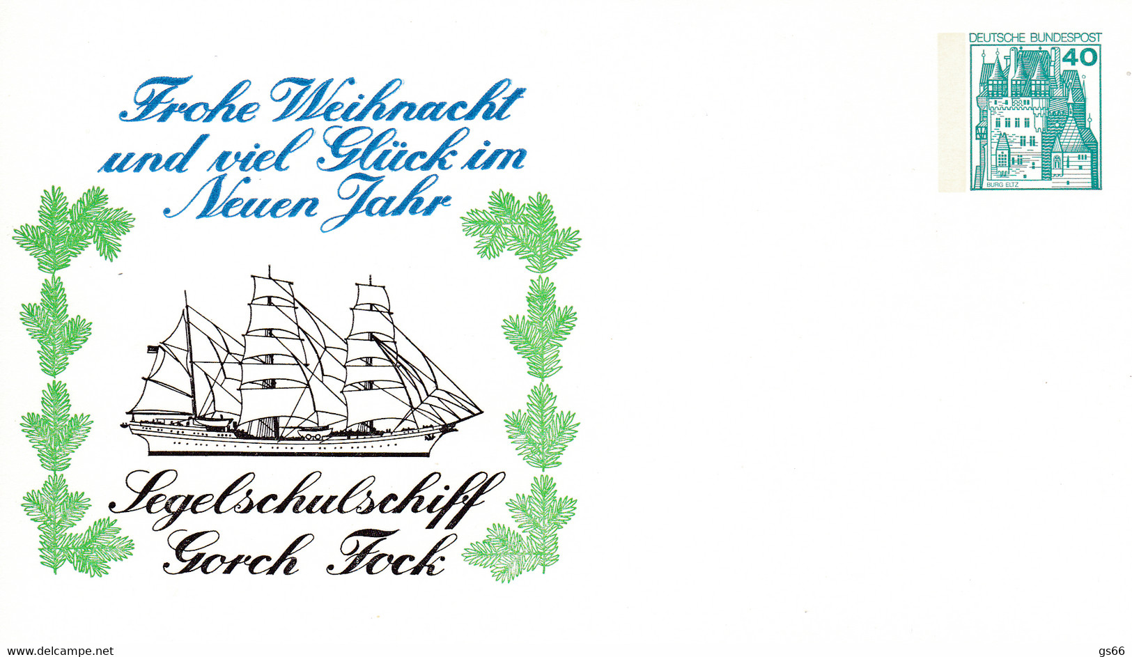 BRD, PP 100 B1/001, BuSchl. 40, Frohe Weihnachten, Segelschulschiff Gorch Fock - Private Postcards - Mint