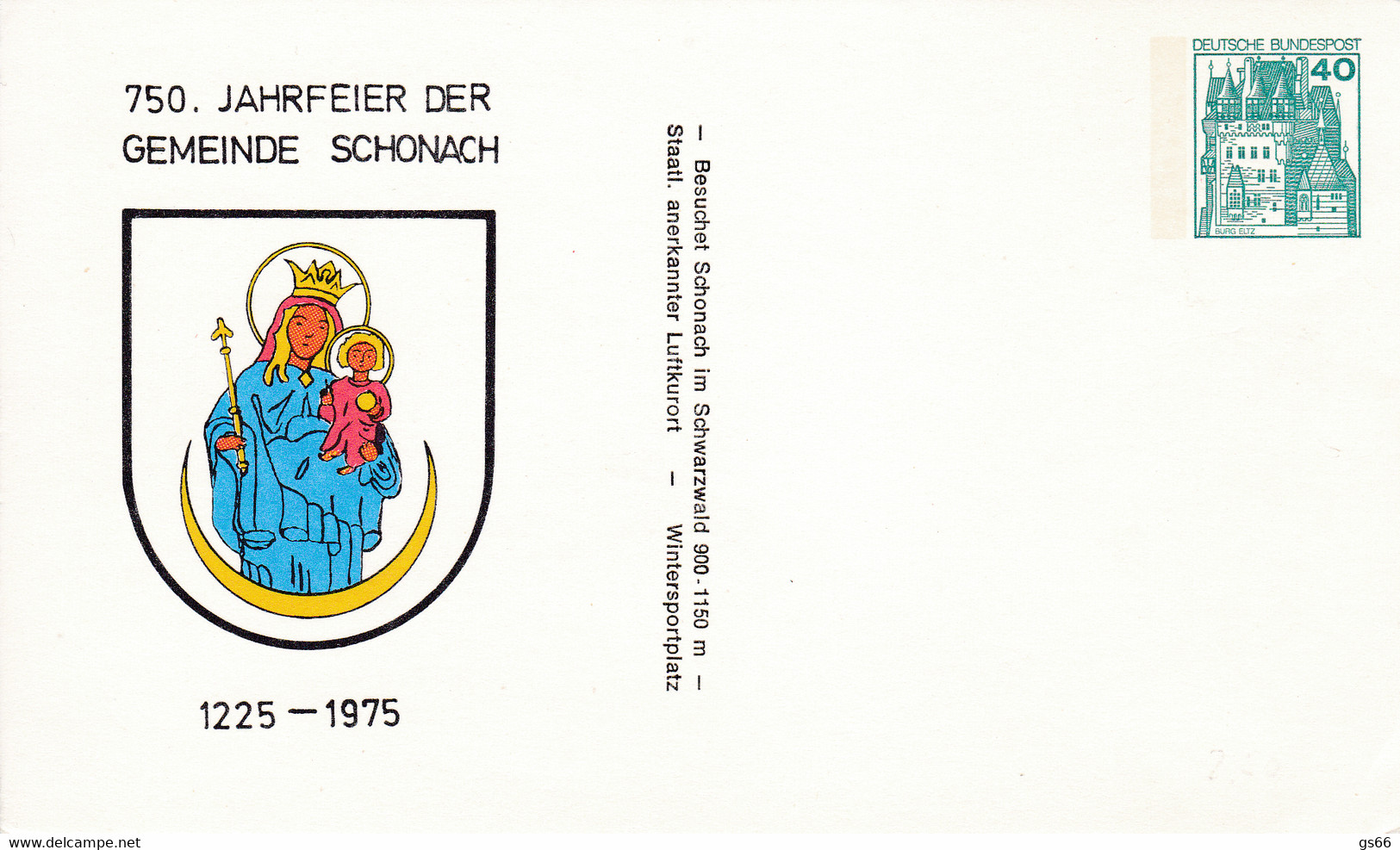 BRD, PP 100 C2/017, BuSchl. 40,  750. JAHRFEIER DER GEMEINDE SCHONACH - Private Postcards - Mint