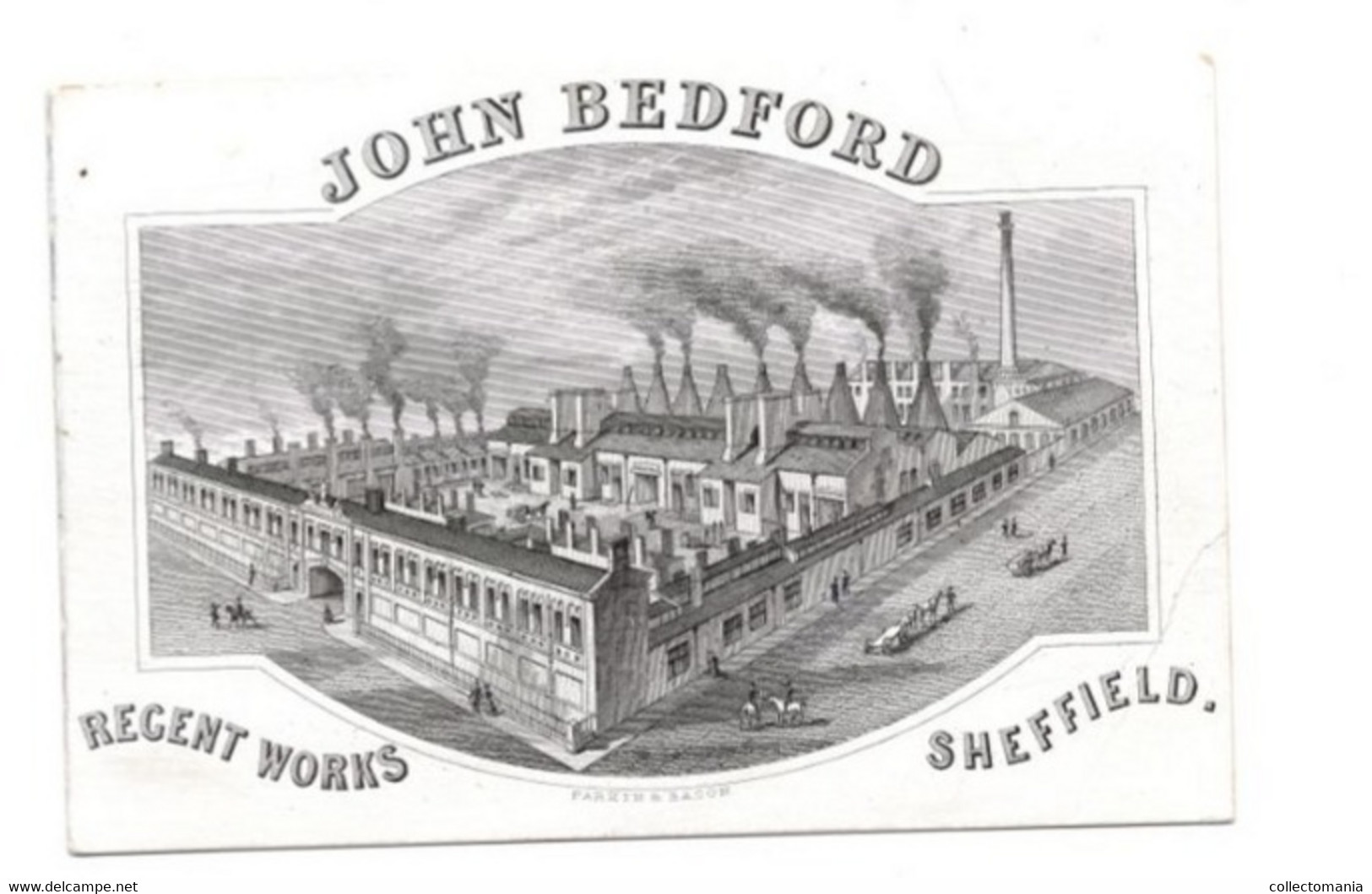 1845 Litho Handpers John Bedford Regent Works Sheffield England FRANCE Quincaillerie Serrurerie Fils D'Acier - Porcelaine