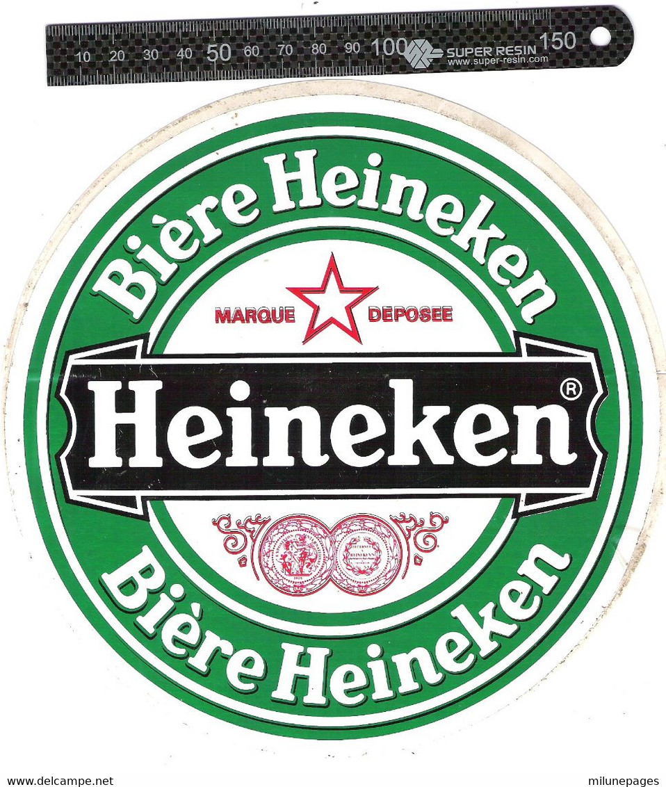 Gros Autocollant Sticker Bière HEINEKEN Beer Bier Cervezza Diam. 19.5 Cm - Alcohol