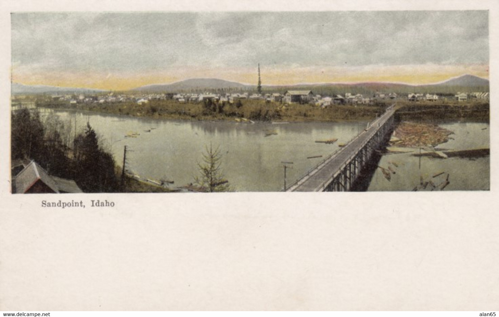 Sandpoint Idaho, View Of Town From Across Long Bridge, C1900s Vintage Postcard - Autres & Non Classés