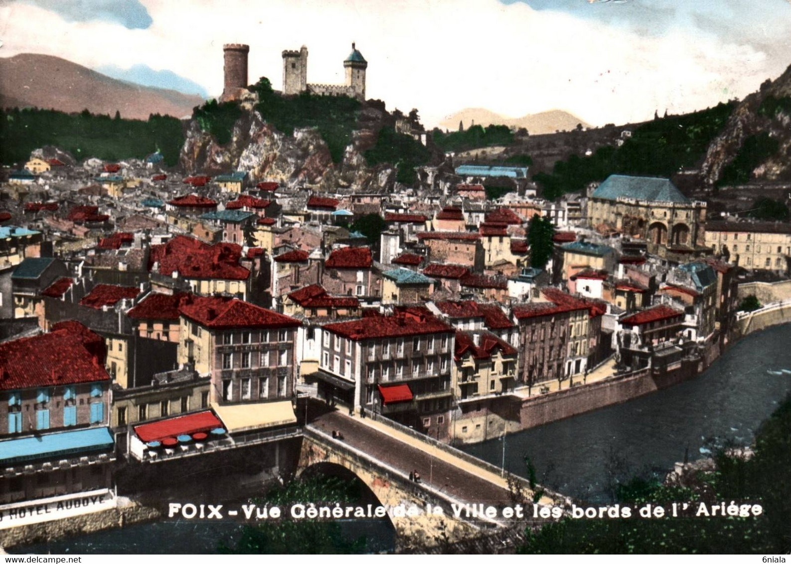 5011 Carte Postale FOIX Vue Générale De La Ville Et Les Bords De L'Ariège    (Hôtel Audove )               09 Ariège - Foix