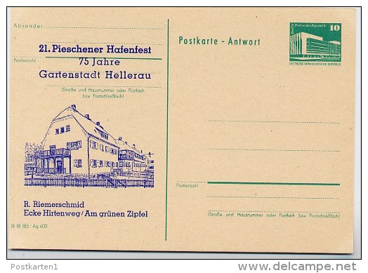 DDR P85A-1A-84 C2-b Antwort-Postkarte Zudruck HAFENFEST DRESDEN-HELLERAU 1984 - Cartoline Private - Nuovi