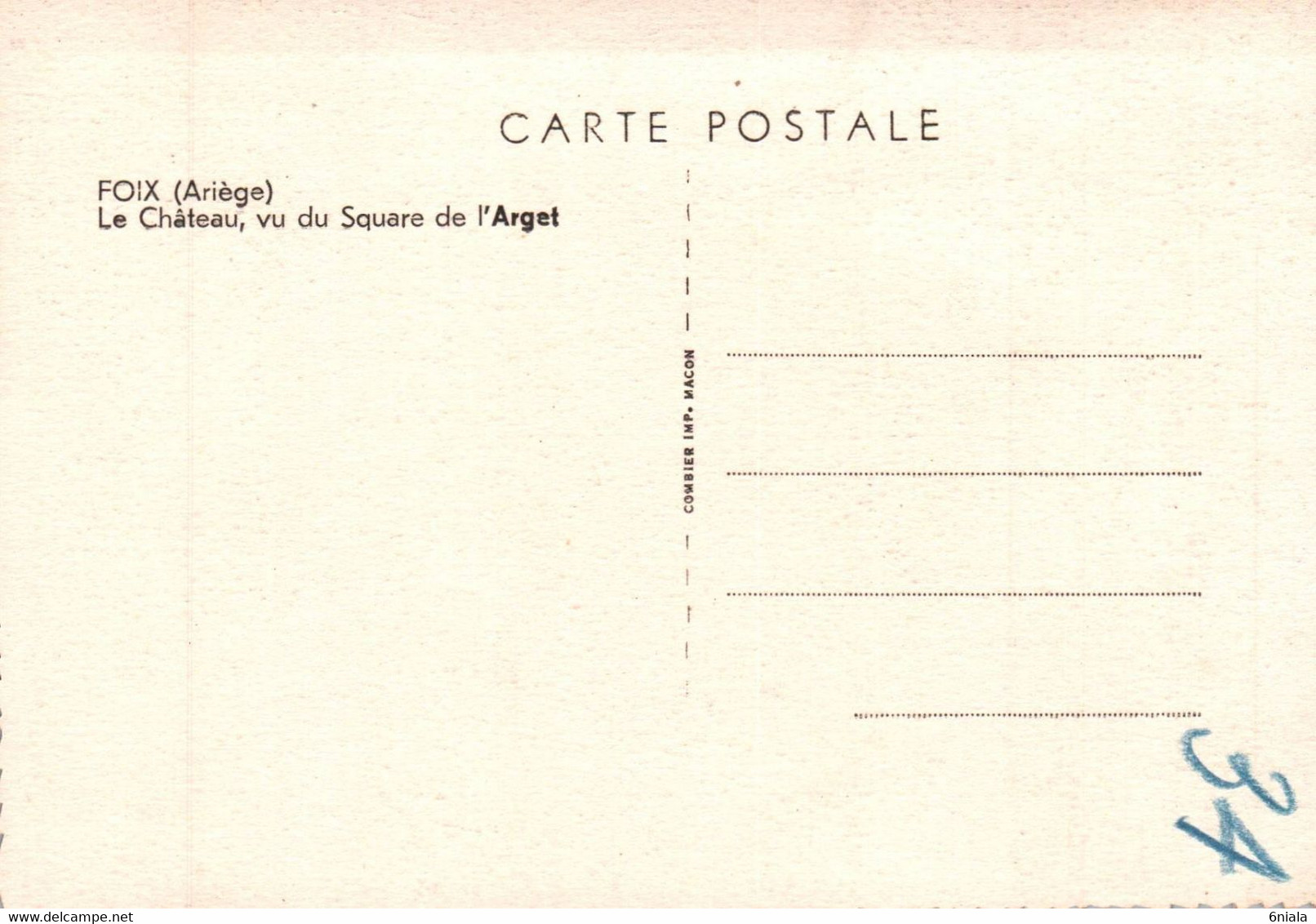 5023 Carte Postale FOIX  Le Château, Vu Du Square De L' Arget  (voiture Ancienne)        09 Ariège - Foix