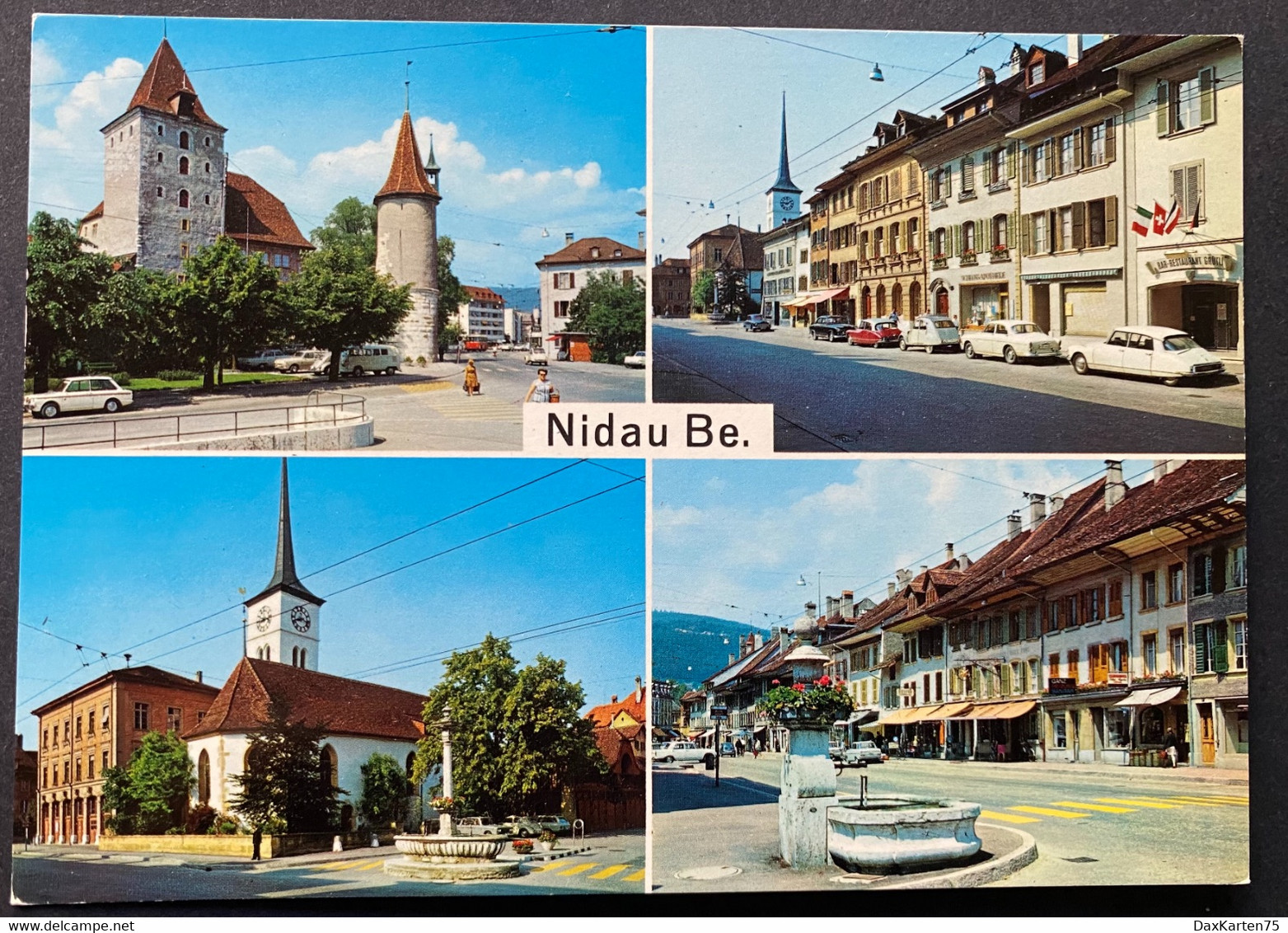 Nidau BE Château/ Ortsansichten/ Bus/ Oldtimer Autos - Nidau