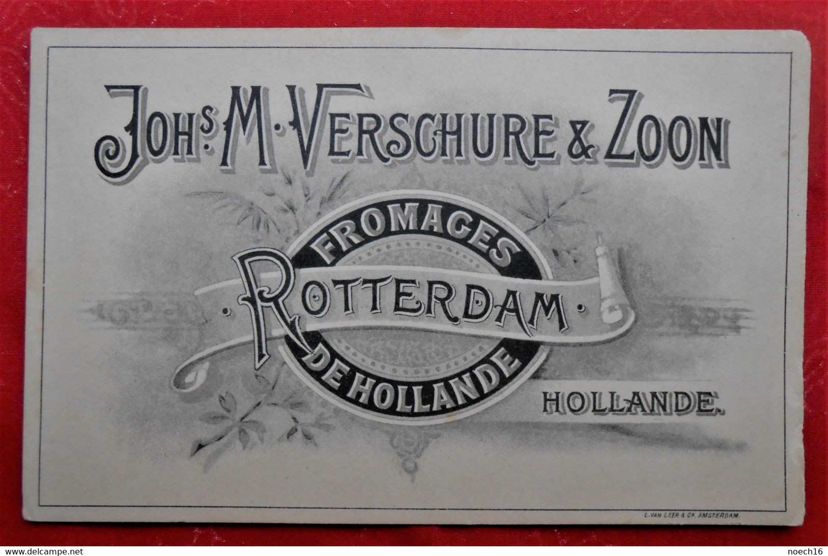 Carte Publicité JOH's. M. VERSCHURE & ZOON / Fromages De Hollande - Rotterdam - Cartes De Visite
