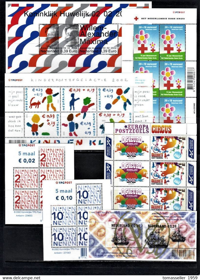 NETHERLAND 2002- 21 Issues (mini Sheets+booklerts) - Années Complètes