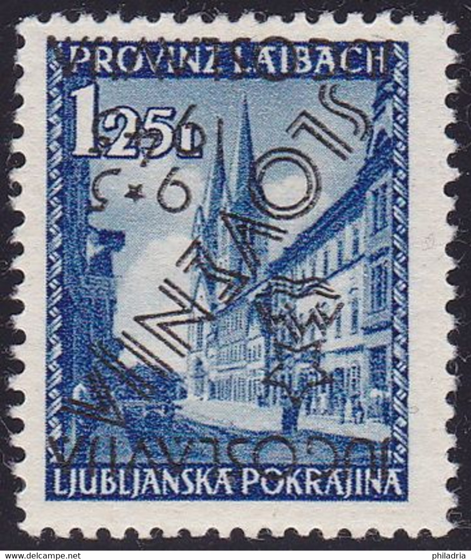 Ljubljana, 1945, Provisional Issue, 1,25 Lira Inverted Overprint, Position 57 In Sheet (100), MNH, Certificate Bar - Eslovenia