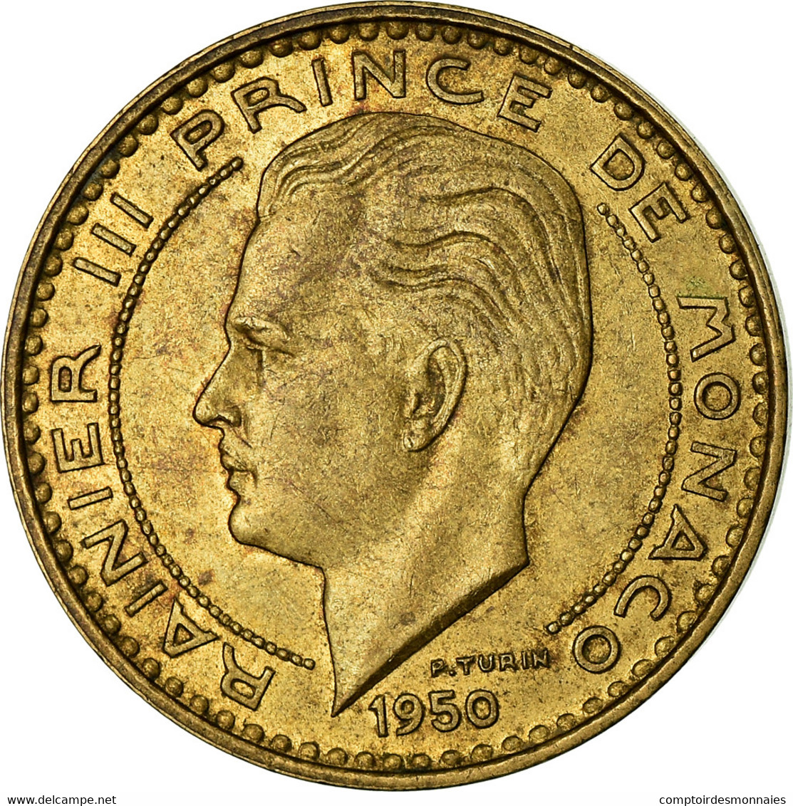 Monnaie, Monaco, Rainier III, 20 Francs, Vingt, 1950, TTB, Aluminum-Bronze - 1949-1956 Old Francs