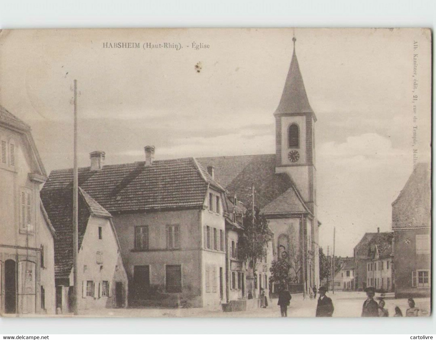 68 HABSHEIM ... L'Eglise (Kanitzer Mulhouse) Circulée En 1919 Cachet - Habsheim