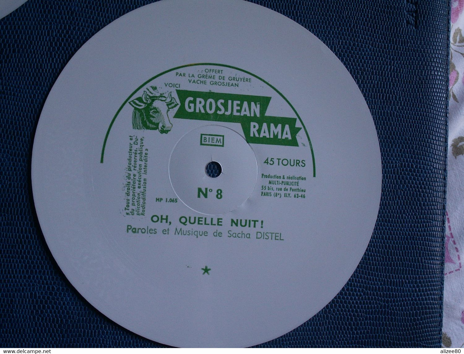 3  DISQUES  SOUPLES   45  Tours  - La  Vache  GROSJEAN  Avec  Pub  Recette Et Bon Pour Un échantillon Dans Sa Pochette - Formats Spéciaux