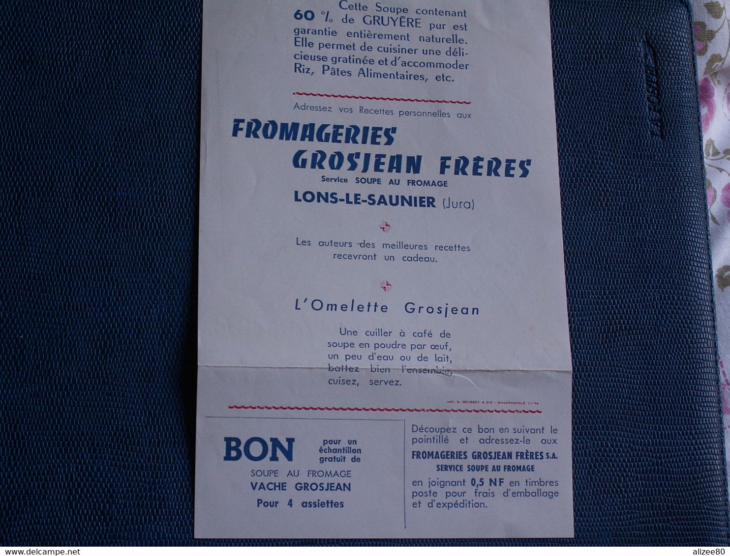 3  DISQUES  SOUPLES   45  Tours  - la  Vache  GROSJEAN  avec  pub  recette et bon pour un échantillon dans sa pochette