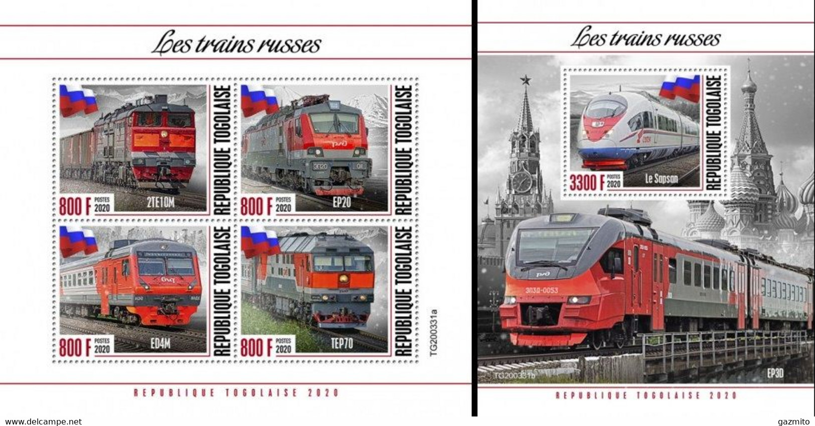 Togo 2020, Trains In Russia, 4val In BF +BF - Trains