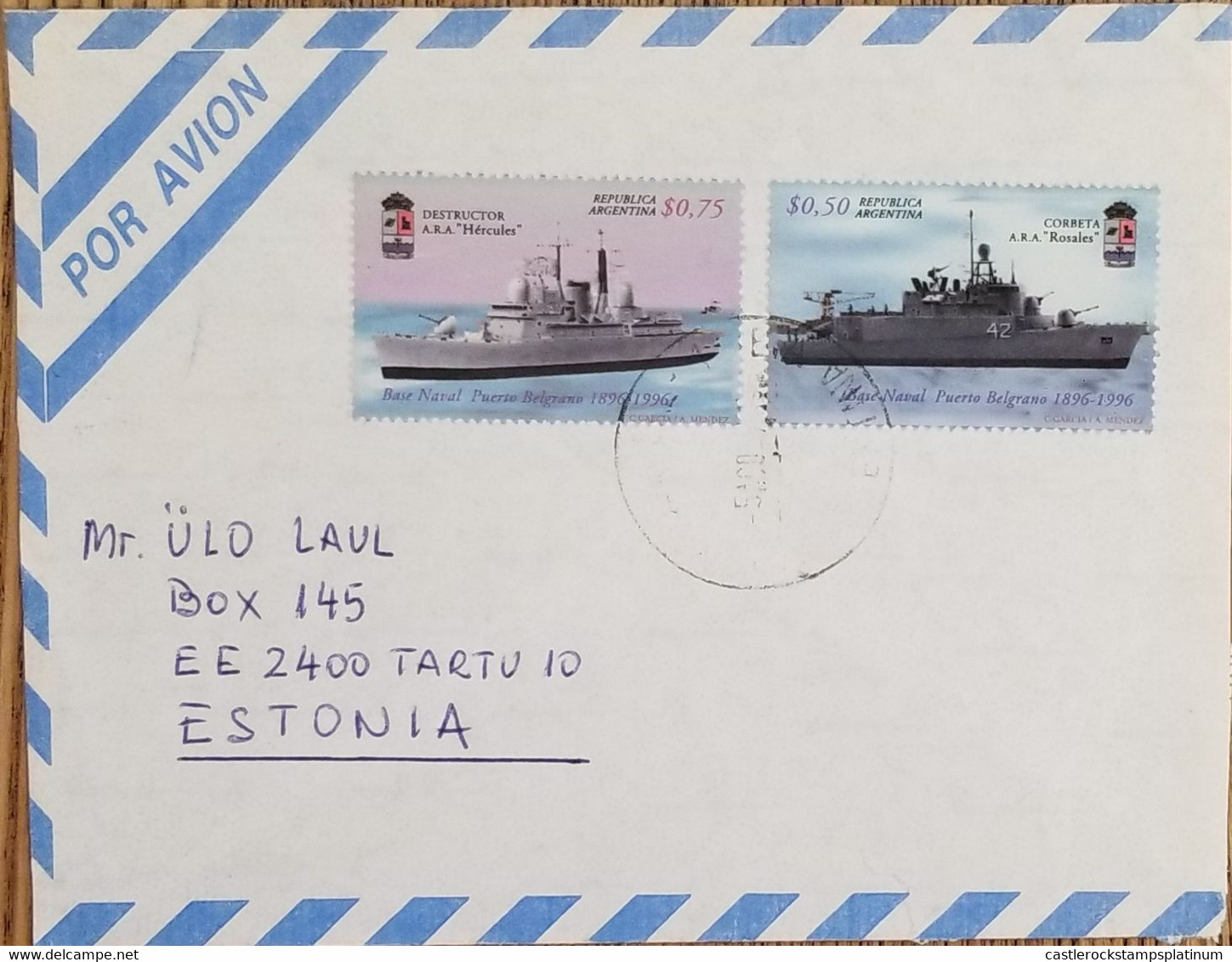 A) 1996, ARGENTINA, BOATS, FROM MAR DE PLATA TO ESTONIA, AERIAL, NAVAL BASE PUERTO BELGRANO STAMPS - Covers & Documents