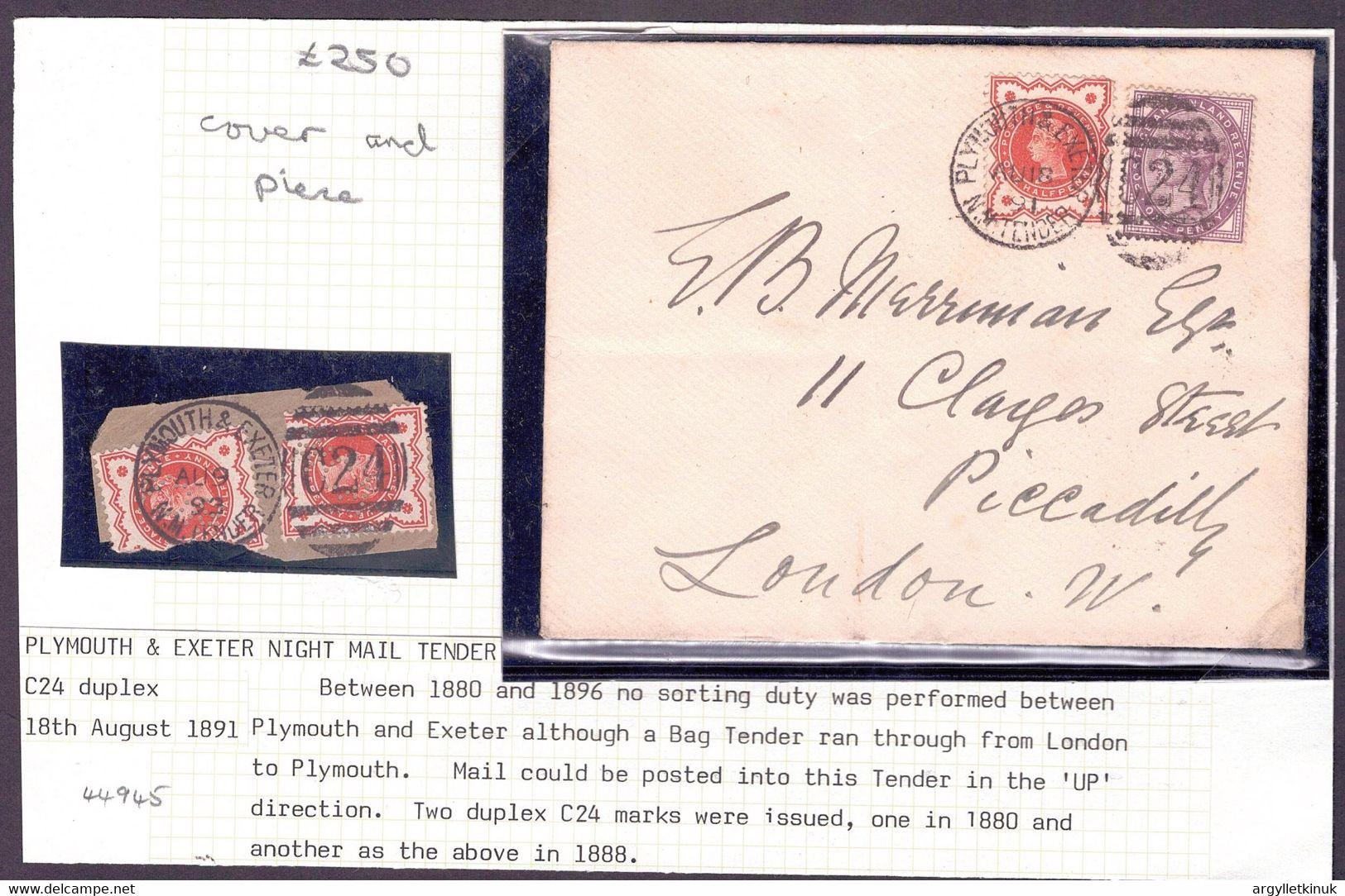 GREAT BRITAIN DEVON RAILWAY NIGHT MAIL 1891 DUPLEX PLYMOUTH EXETER - Lettres & Documents