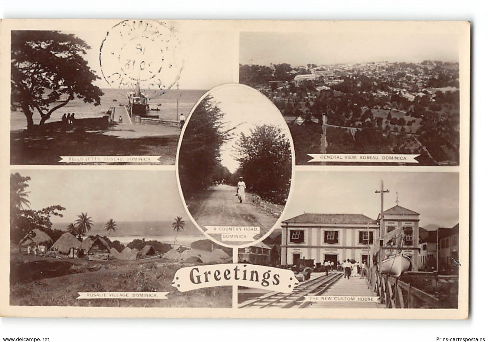 CPA Dominique - Greetings - General View - Roseau - Rosalie Village - The New Custom House - Dominica - Dominique
