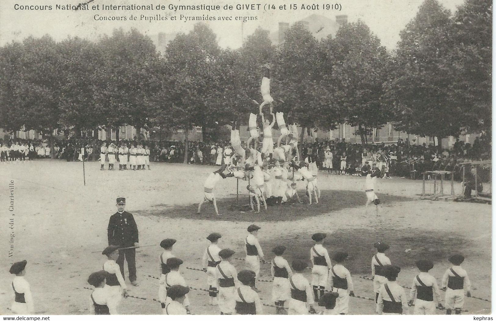 GIVET : Concours De Gymnastique 08/1910 - Pupilles Et Pyramides - Cachet De La Poste 1911 - Givet