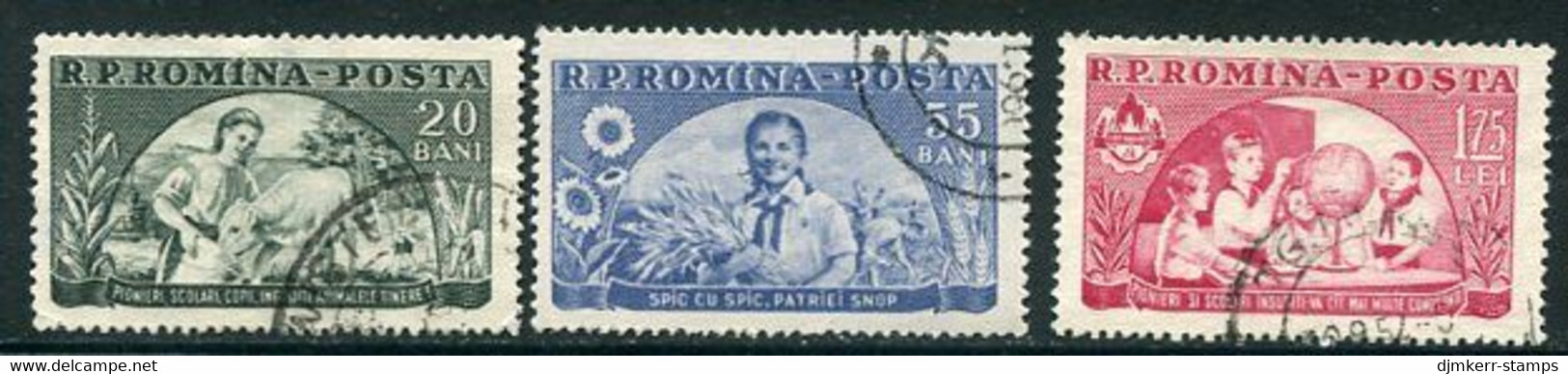 ROMANIA 1954 Young Pioneers Used,  Michel 1474-76 - Used Stamps