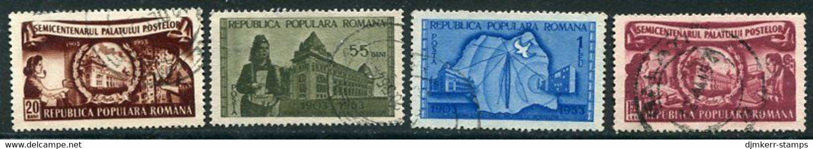 ROMANIA 1953 Post Office Building Used.  Michel 1445-48 - Gebraucht