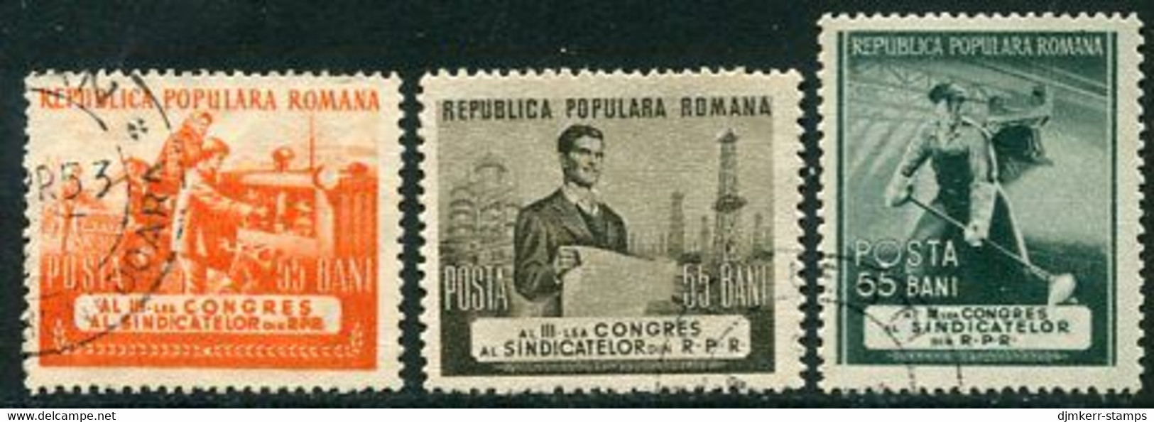 ROMANIA 1953 Trades Congress Used.  Michel 1418-20 - Usado