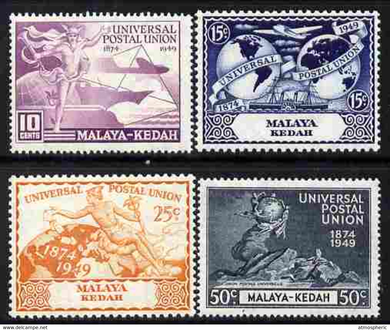 Malaya - Kedah 1949 KG6 75th Anniversary Of Universal Postal Union Set Of 4 Mounted Mint, SG 72-75 - Kedah