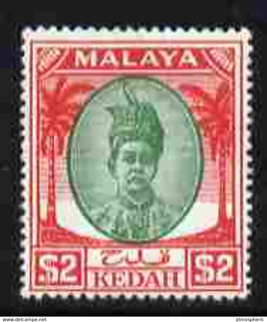 Malaya - Kedah 1950-55 Sultan $2 Green & Scarlet Mounted Mint SG 89 - Kedah