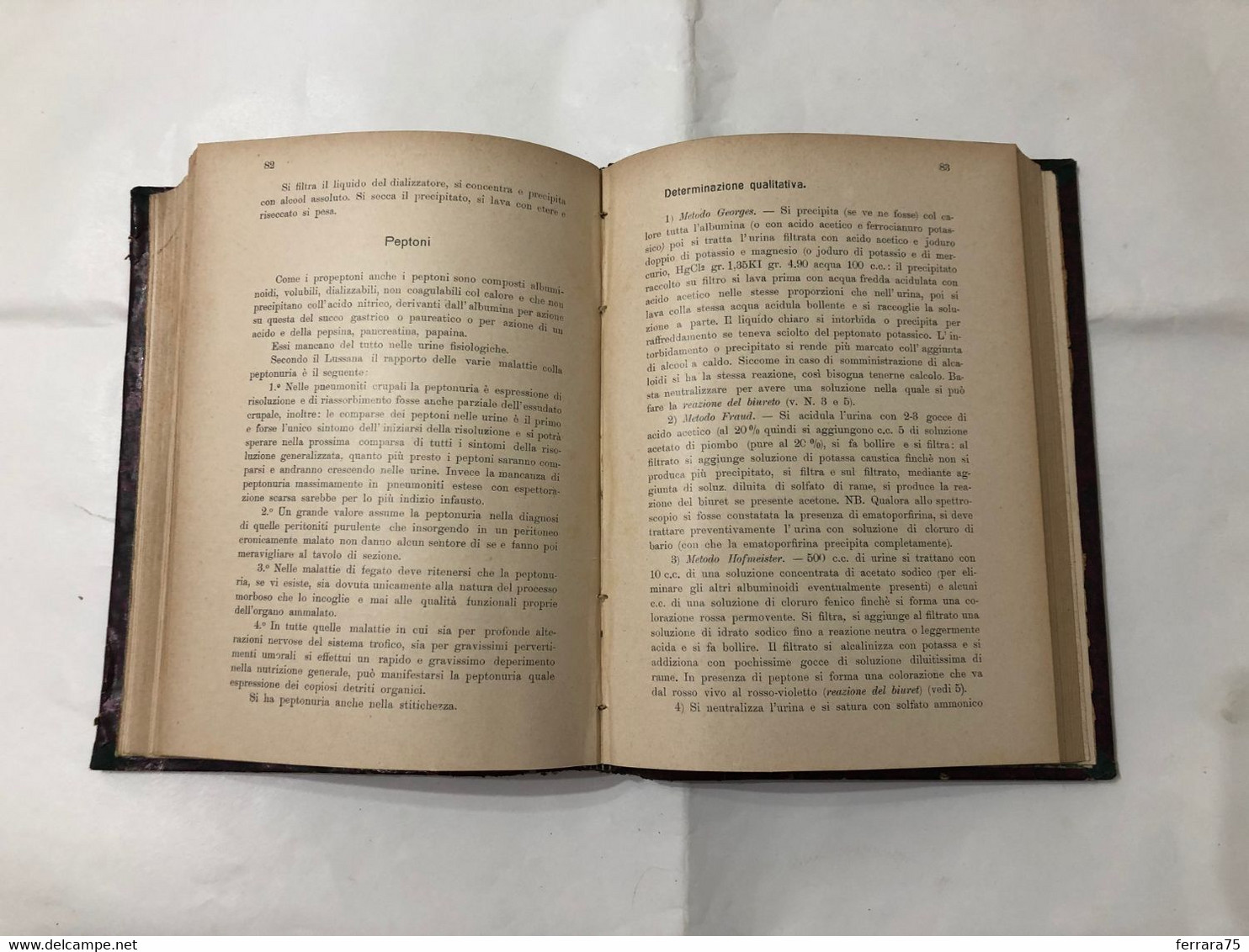 PROF.PIETRO GROCCO MANUALE DI ANALISI DELLE URINE 1908 PAG.274.ED.VALLARDI. - Libri Antichi