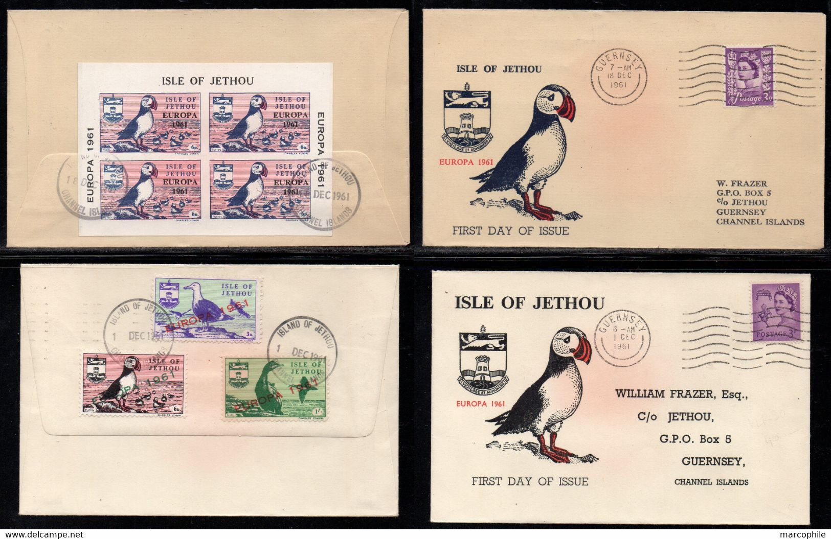 ISLE OF JETHOU - GUERNSEY - CHANNEL ISLANDS - GB - EUROPA  / 1961 VIGNETTES & BLOC SUR 2 LETTRES (ref 6612) - Cinderellas