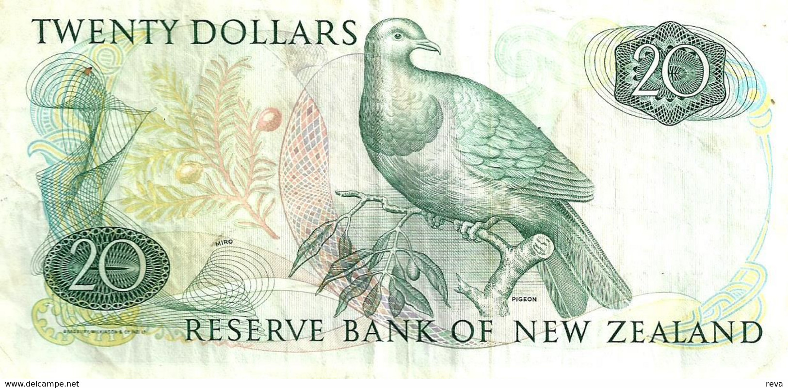 NEW ZEALAND $20 JAMES COOK WMK 2ND ISSUE HEAD OF QEII BIRD BACKND(1989-92) SIGN BRASH P.169a READ DESCRIPTION - Neuseeland