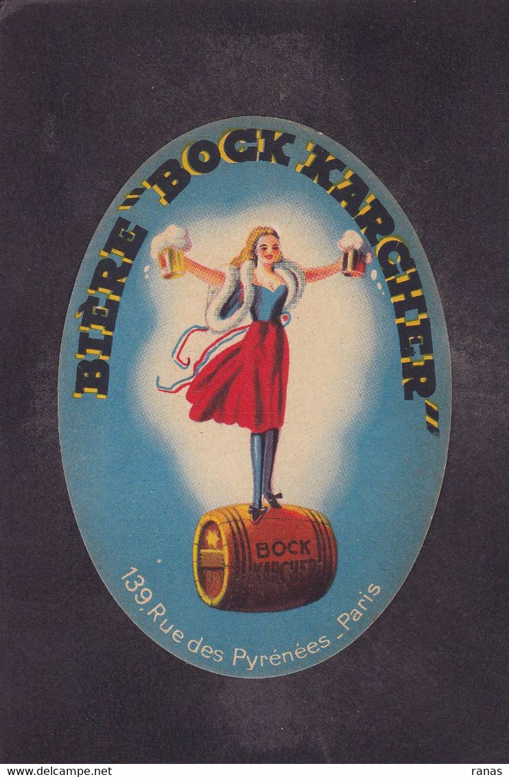 Publicité étiquette Bière Beer Publicitaire Réclame KARCHER 7,9 X 11,2 - Advertising