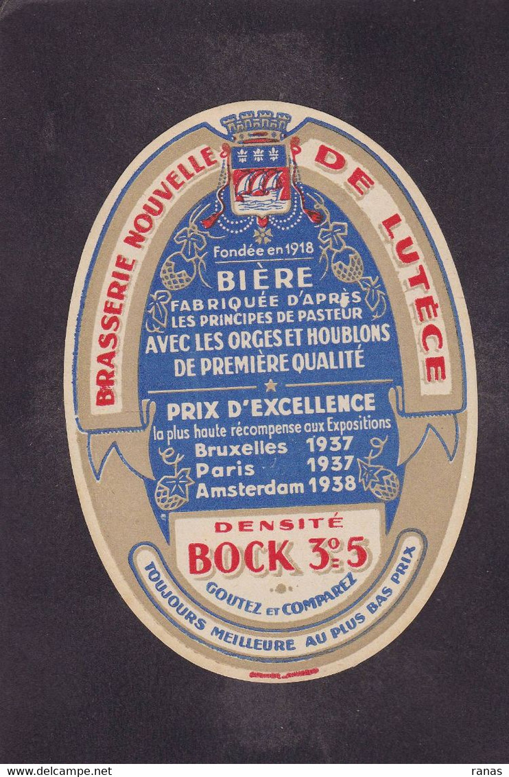 Publicité étiquette Bière Beer Publicitaire Réclame LUTECE 8,2 X 11,5 - Advertising