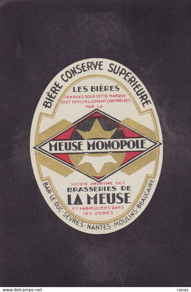Publicité étiquette Bière Beer Publicitaire Réclame Meuse Monopole Beaucaire 7 X 9,3 - Reclame