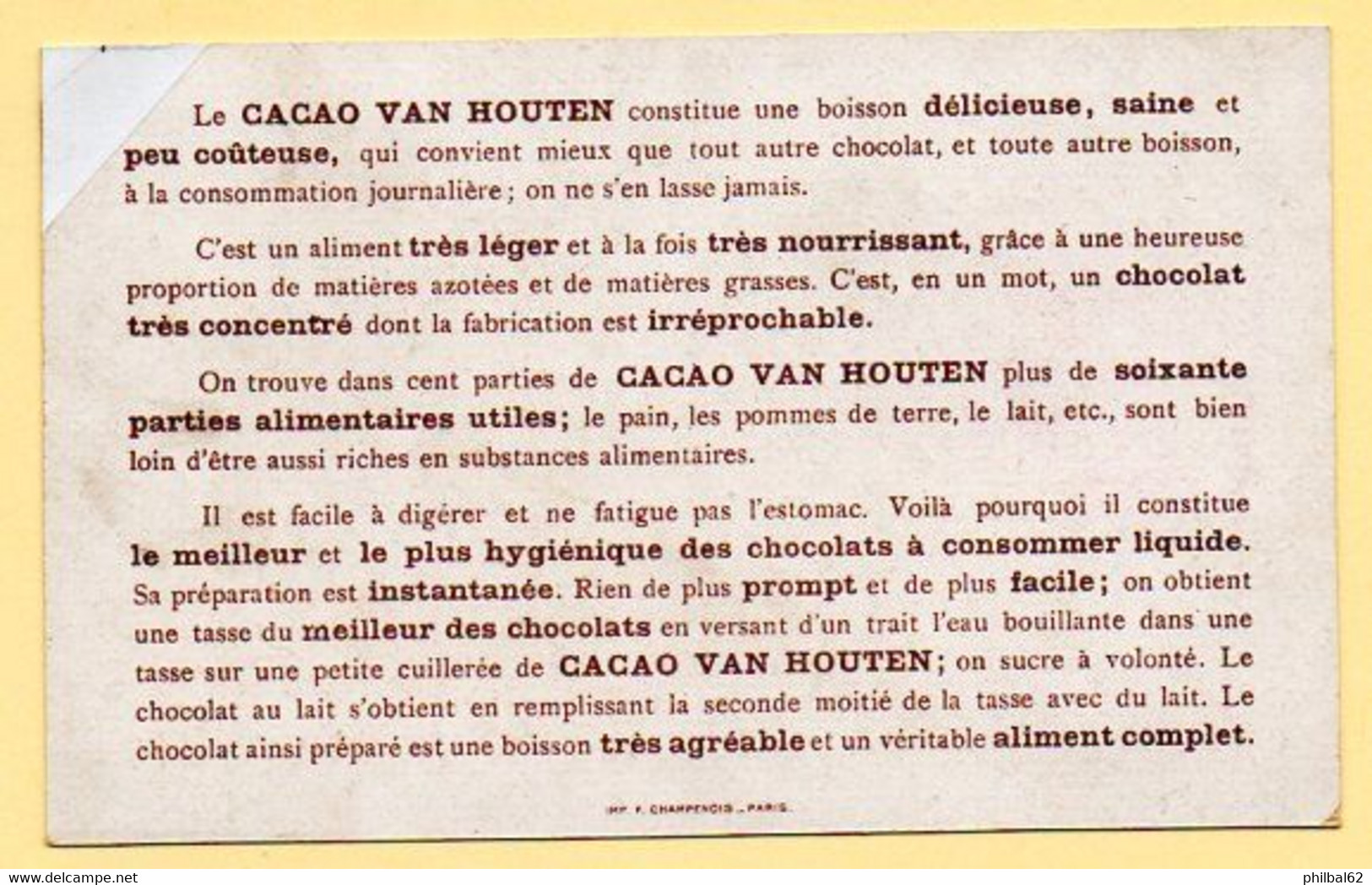 Chocolat Van Houten. Illustration : L'âne (ou Le Mulet) Qui Ne Veut Pas Traverser Le Ruisseau. - Van Houten