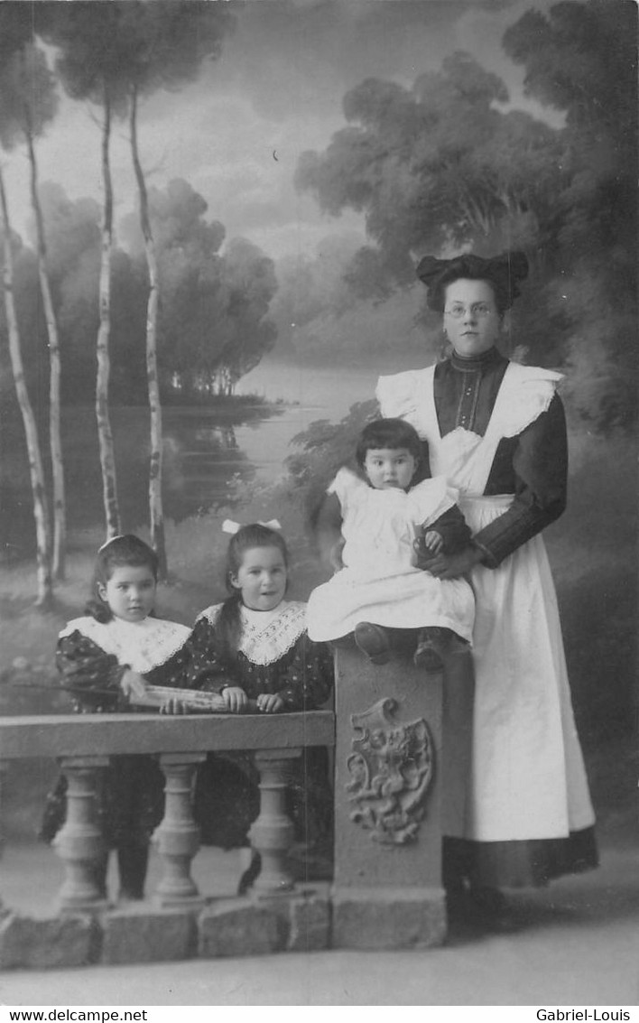 Carte-Photo Envoyée De Bière 1909 - 3 Filles Et Un Garçon - Emma Jordi Et Pierre Esther Ruth Merminod - Bière