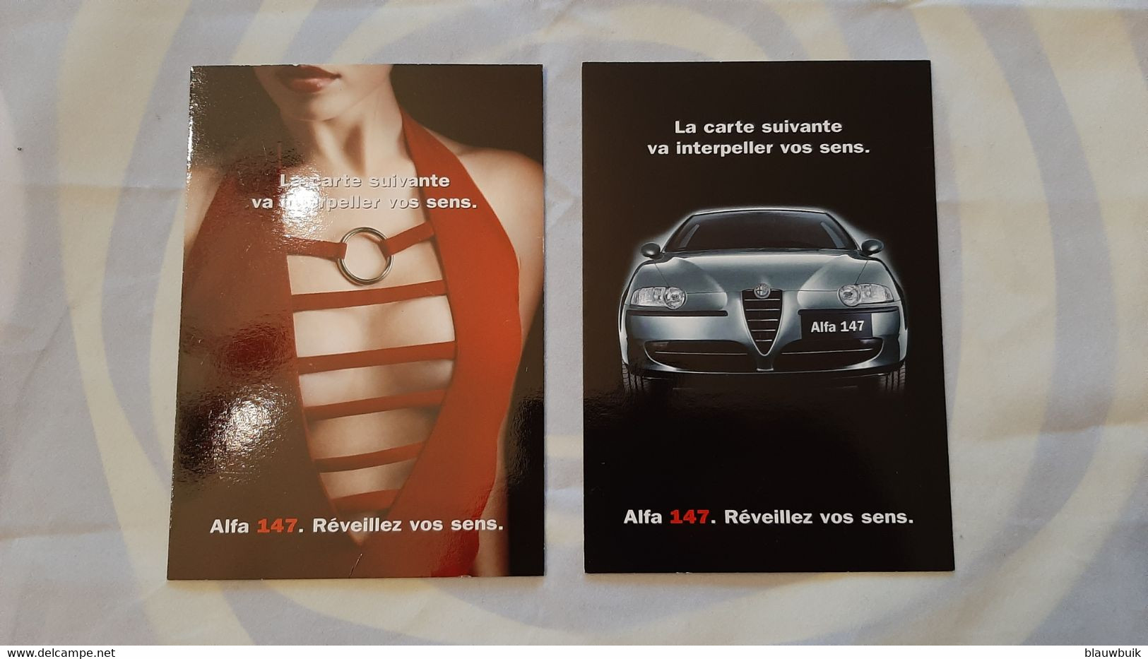 TWEE POSTKAARTJES ALFA ROMEO 147  French - Auto/moto