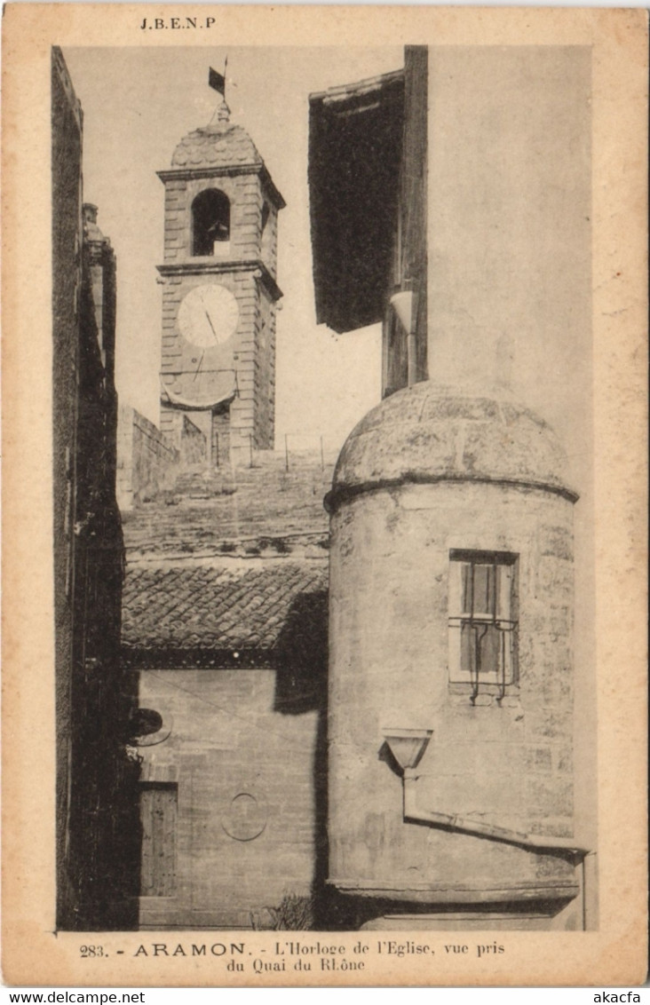CPA ARAMON - L'Horloge Del'Église Vue Pris Du Quai Du Rhone (123172) - Aramon