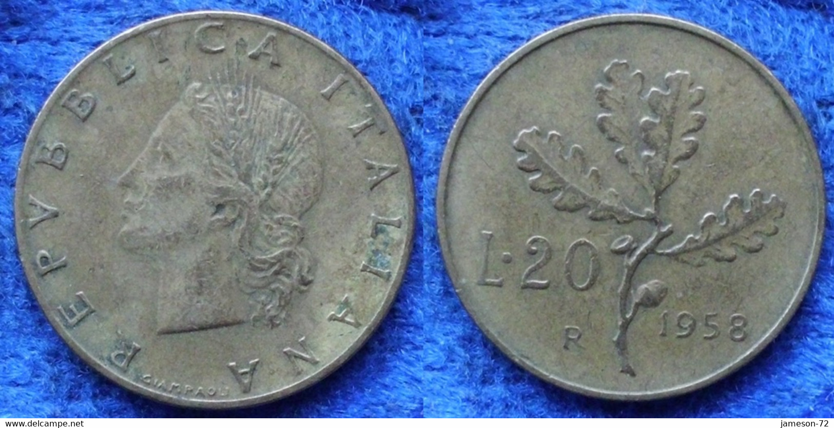 ITALY - 20 Lire 1958 R "oak Leaves" KM# 97.1 Republic - Edelweiss Coins - Edelweiss Coins - Autres & Non Classés