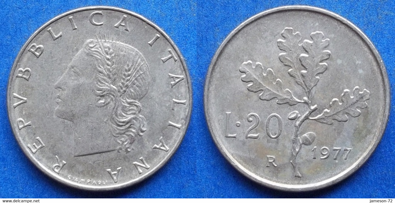 ITALY - 20 Lire 1977 R "oak Leaves" KM# 97.2 Republic - Edelweiss Coins - Autres & Non Classés