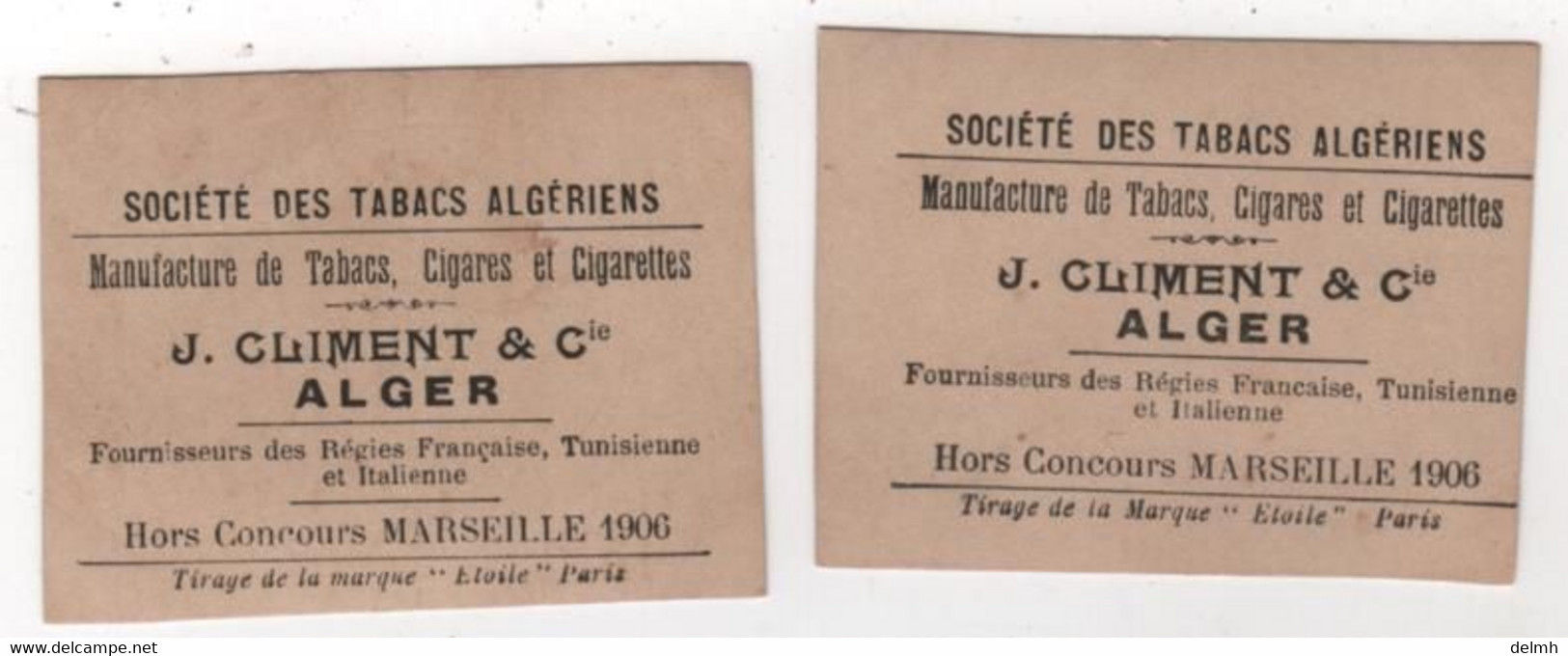 CARTES CIGARETTES CLIMENT Lot De 2 Artiste ? - Climent