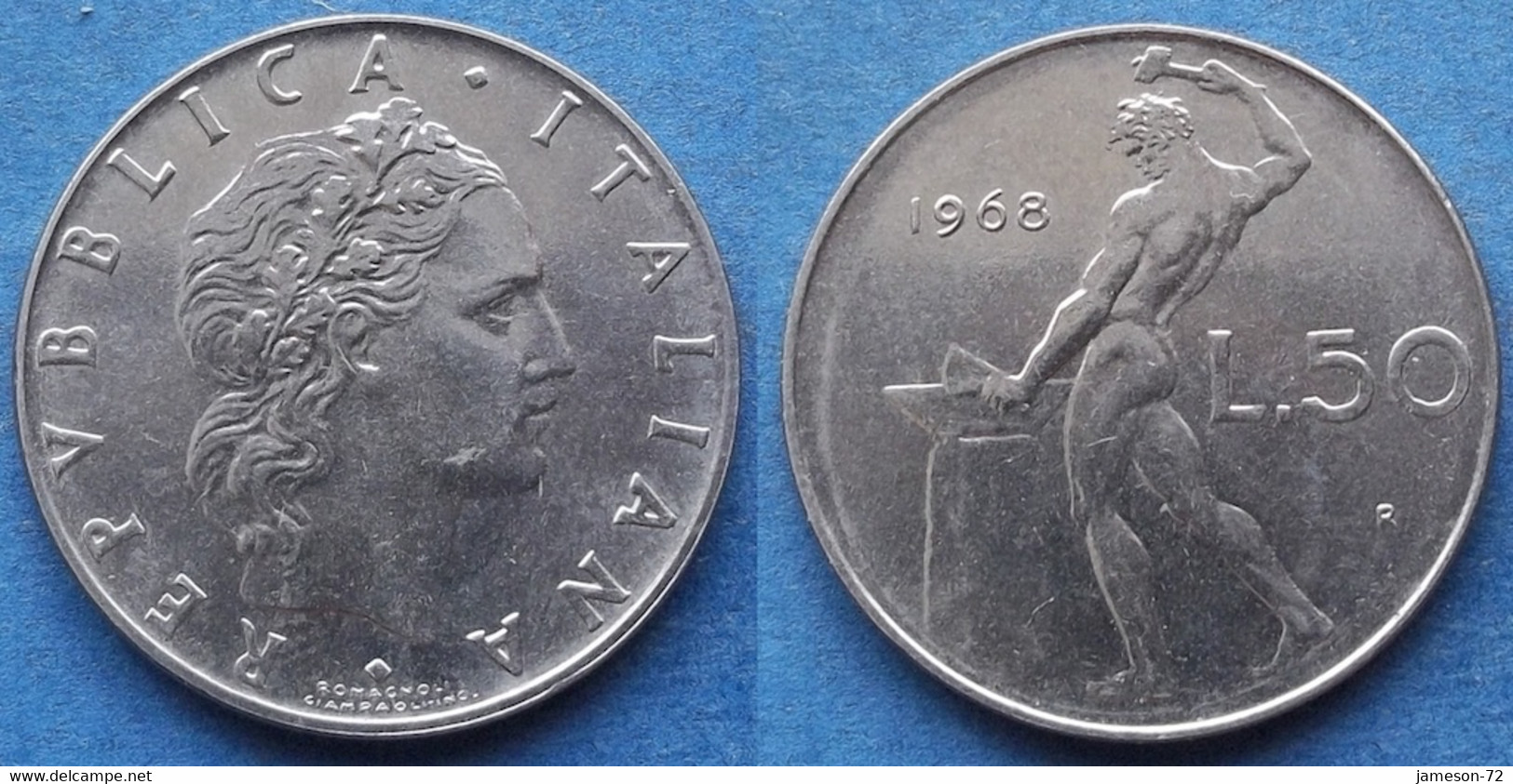 ITALY - 50 Lire 1968 R "Vulcan" KM# 95.1 Republic (1946-2001) - Edelweiss Coins - Other & Unclassified