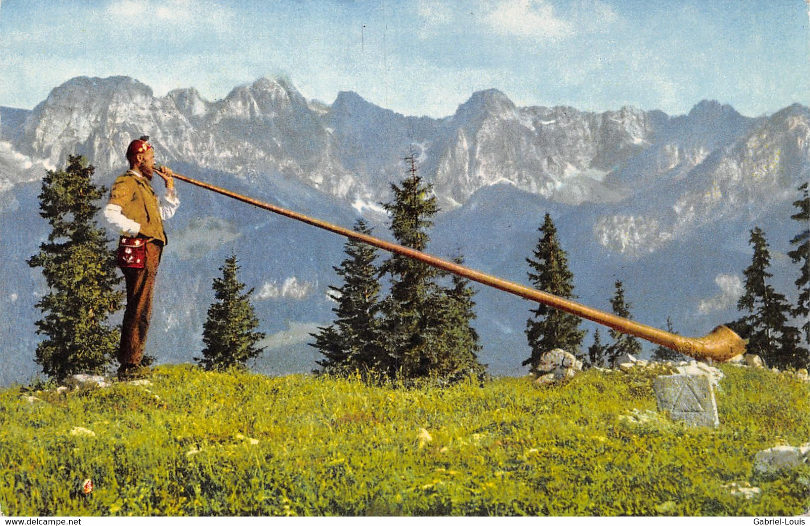 Joueur De Cor Des Alpes Alphornbläser - Horn